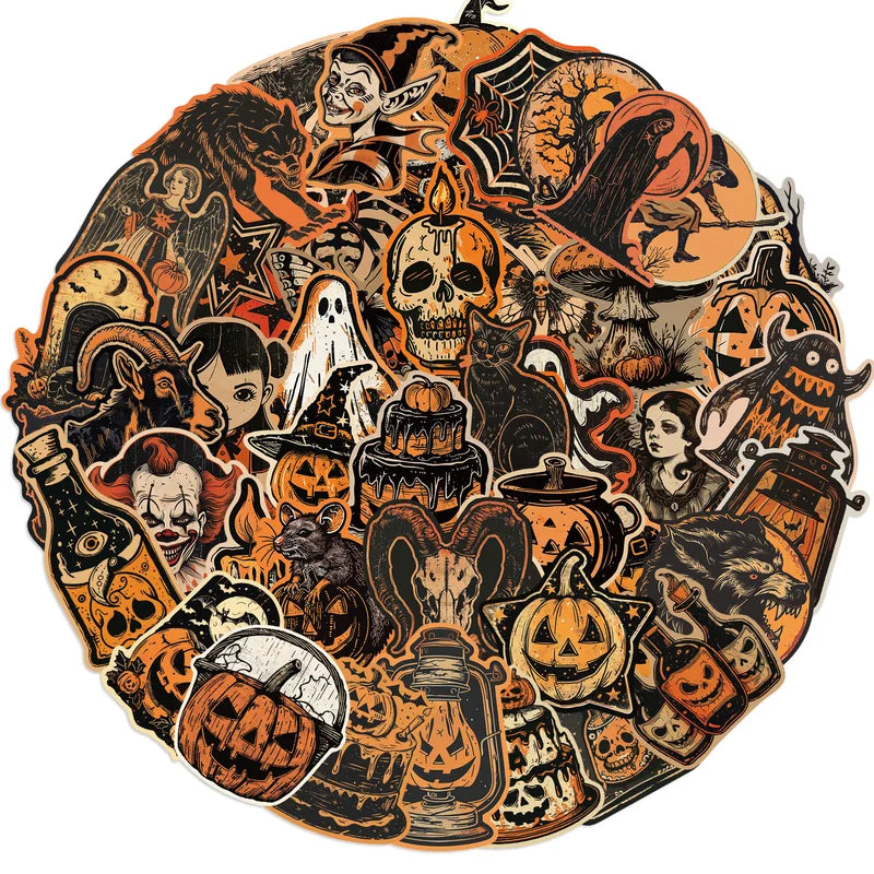 50PCS Waterproof Halloween Graffiti Stickers for Phones Bikes Walls Scrapbooks