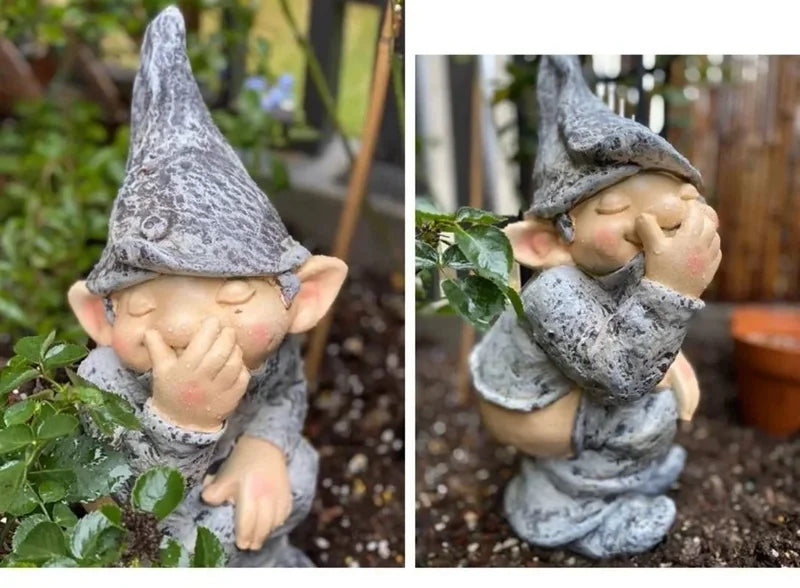Funny Gnome Garden Statue - Dwarf Taking A Shit Lawn Decoration Resin Craft