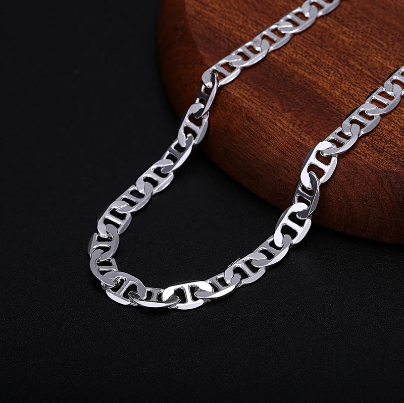 Sterling Silver Necklace 6MM Solid Jewelry for Men Women Wedding Party