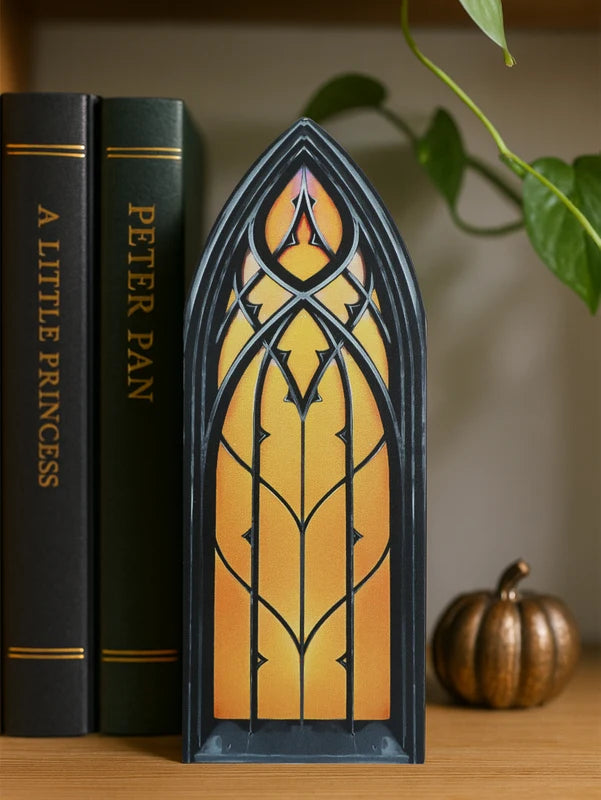Gothic Church Window Style Wooden Decor - Halloween, Floral & Geometric Patterns for Home & Shelf