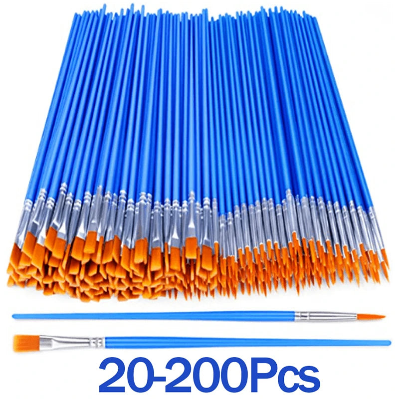 Art Brush Set 20/100/200 Pcs Painting Brushes for Oil Acrylic Watercolor Crafts