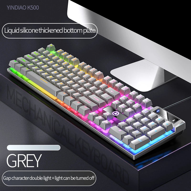 Mechanical Gaming Keyboard with RGB Backlit Wired 104 Keys for Desktop & Laptop