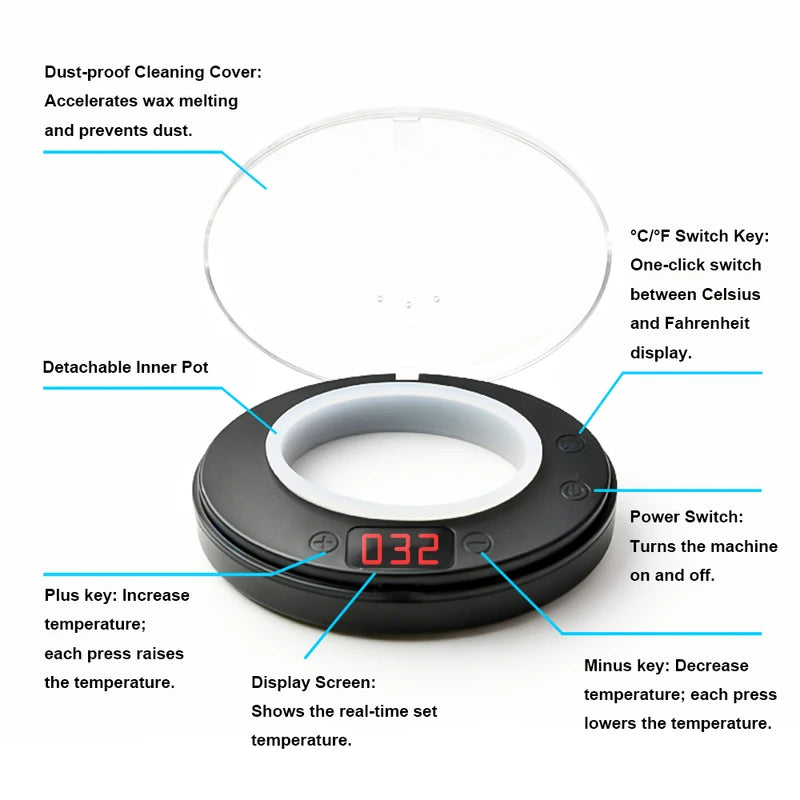 Mini Wax Heater Machine for Hair Removal with Silicone Bowl - Portable Wax Warmer for Home Salon