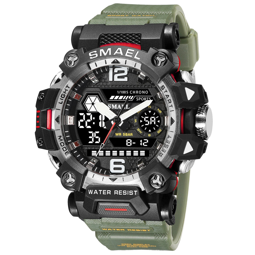 Men's Digital Sports Watch Waterproof Dual Display Quartz Military Watch