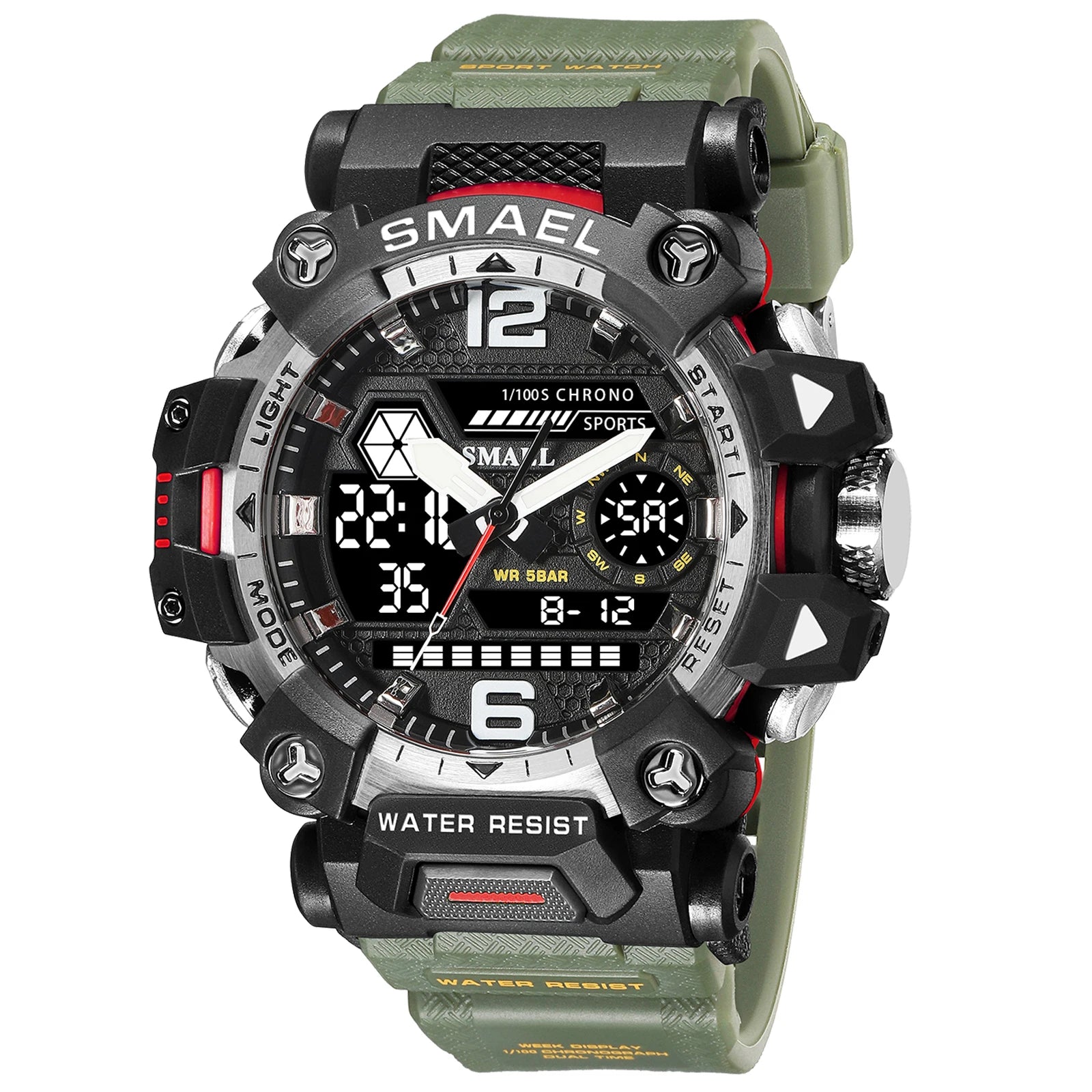 Men's Digital Sports Watch Waterproof Dual Display Quartz Military Watch