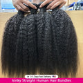 Human Hair Extensions 12A Kinky Straight Bundles - 20, 22, 24 Inch, 100% Remy Hair