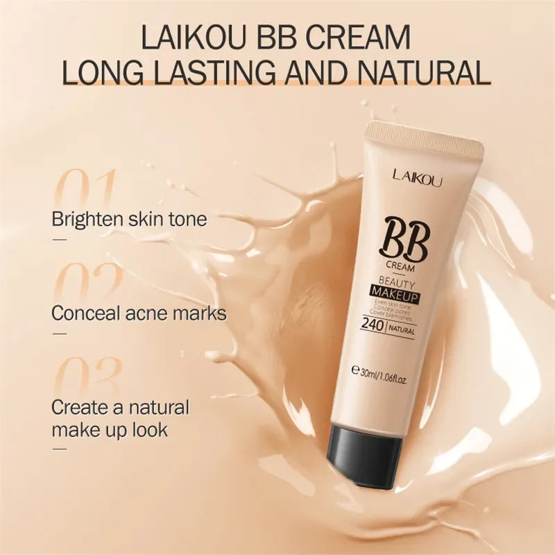 Long Lasting Waterproof BB Cream Makeup - Brighten & Cover Blemishes 30ml