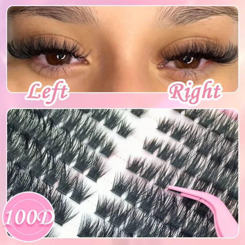 Extra Volume & Length Natural Effect Eyelash Cluster Extensions - Reusable DIY 12 Rows