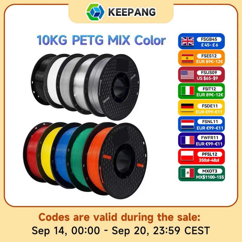 PETG Filament for 3D Printers 1.75mm Eco-Friendly Non-Toxic 10kg Spool