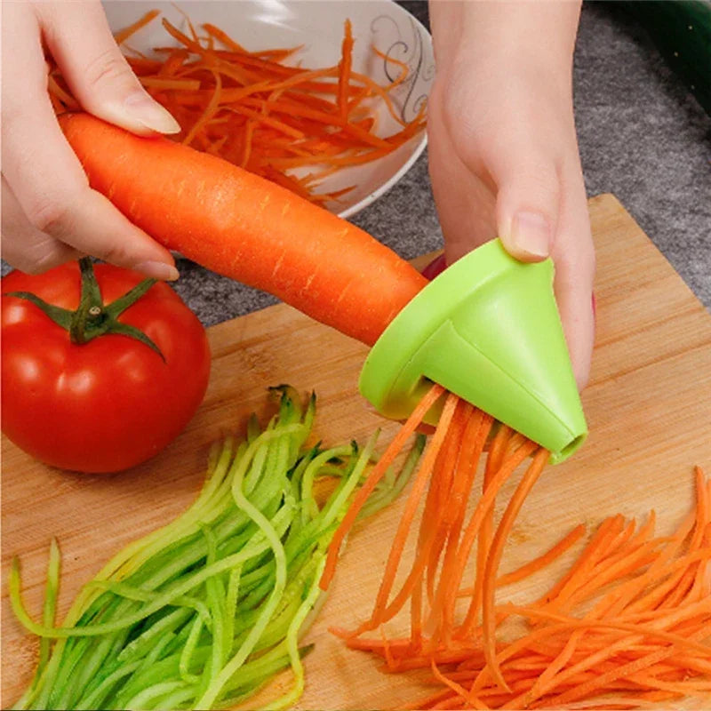 3-in-1 Rotary Vegetable Slicer with Interchangeable Blades - Spiral Peeler, Grater & Shredder