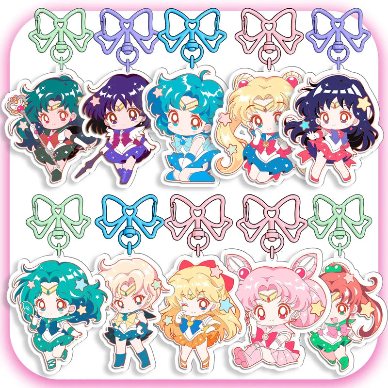 Sailor Moon Acrylic Keychain Set - Character Charm Pendant Accessories
