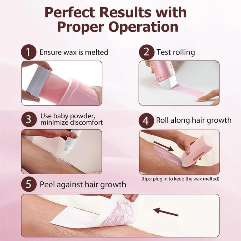 3-in-1 Electric Waxing Kit with Cartridges & Strips for Hair Removal