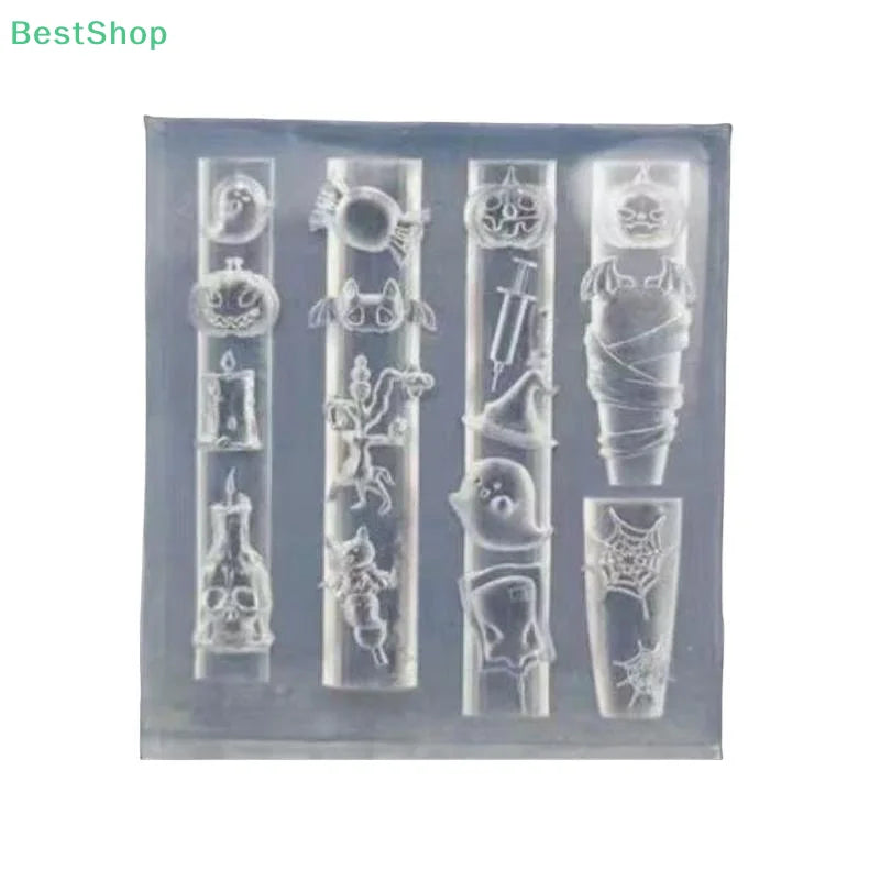 Halloween 3D Nail Mold Pumpkin Spider Relief Silicone Nail Art Decor