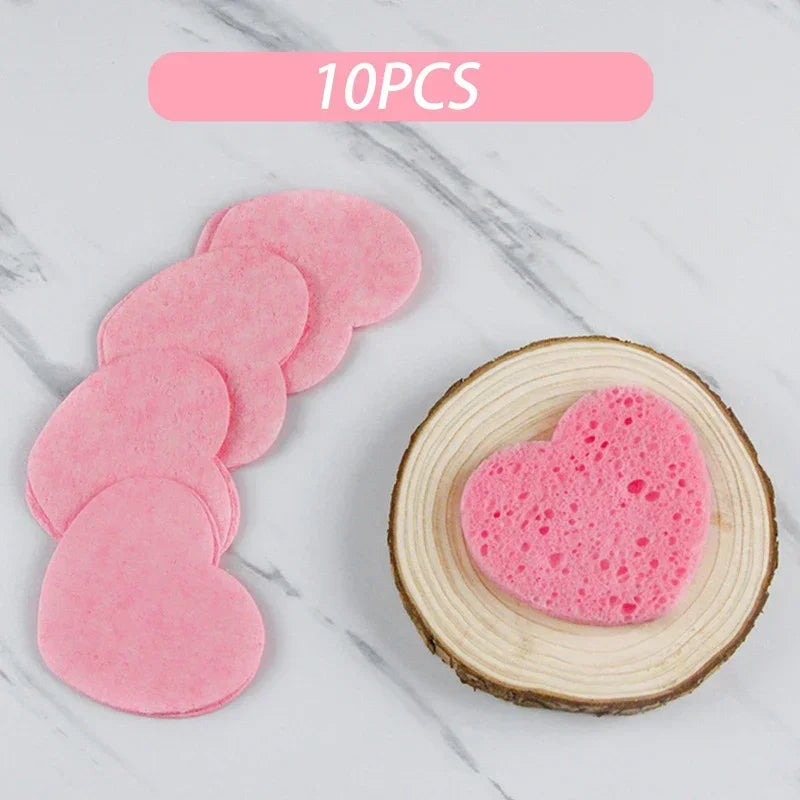10PCS Natural Cellulose Face Cleaning Sponges for Exfoliating and Makeup Removal