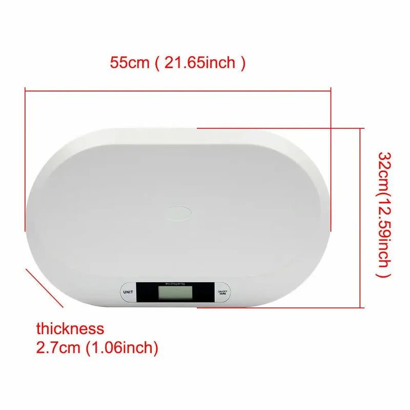 Digital Baby Scale 20kg Capacity with Tare Function for Infant & Pet Weighing