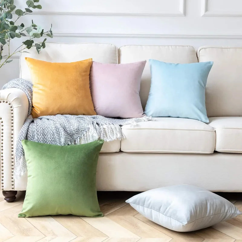 Velvet Cushion Cover Set - Soft Pillow Cases for Sofa & Living Room Decor