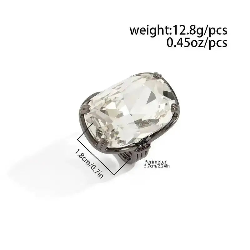 Elegant Geometric Acrylic Rhinestone Ring for Women - Wedding & Party Jewelry