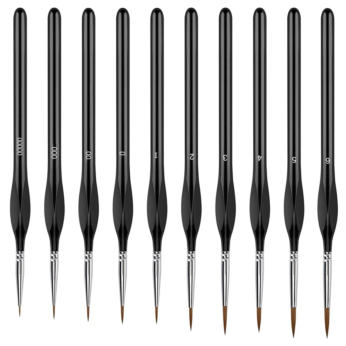 10-Piece Fine Detail Paint Brush Set for Miniatures, Nails, Face & Art