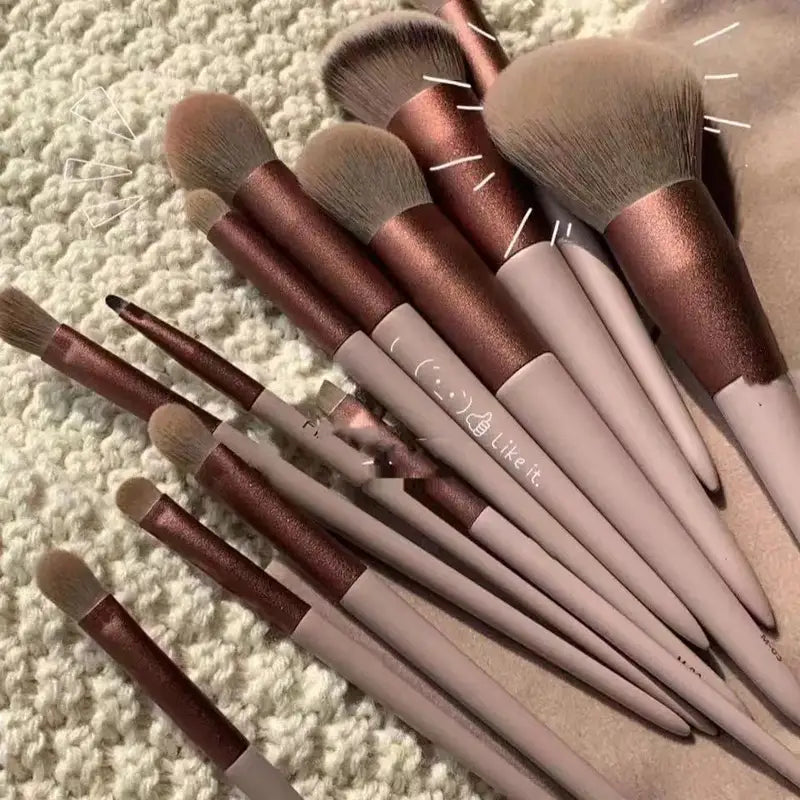 13-Piece Makeup Brush Set for Face and Eyes - Blending, Foundation, Powder, Blush Tools for Beginners