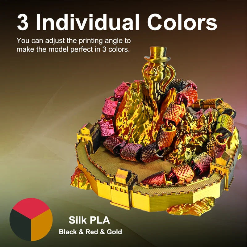 Silk Triple Color Series PLA 3D Printer Filament - 1kg Spool, 1.75mm, Shiny Finish