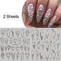 Vintage Thorns Y2K Nail Art Stickers - 5D Embossed Gold Silver Moon Star Decals
