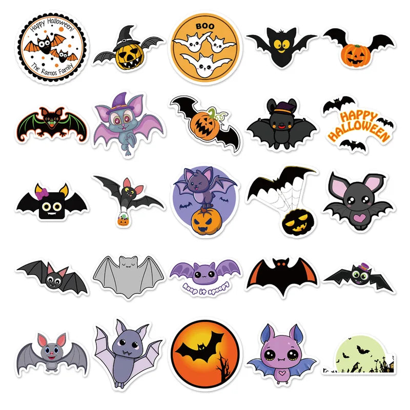 Halloween Bat Stickers Pack - Purple Bat Wall Decals for Laptop & Wall Decor