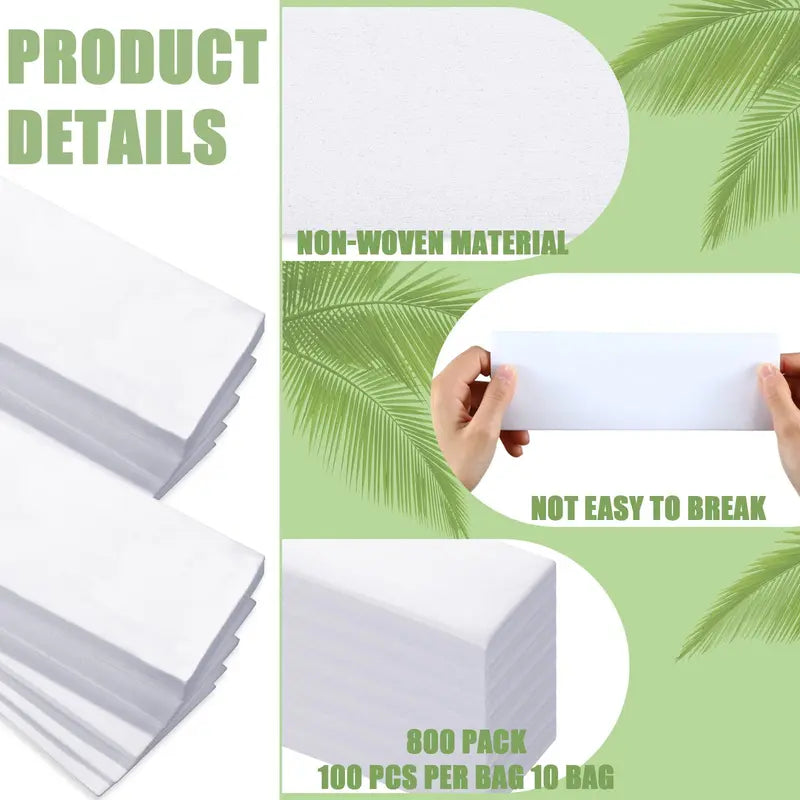 Professional Hair Removal Wax Strips - Tear-Resistant Fabric Reusable Depilatory Sheets