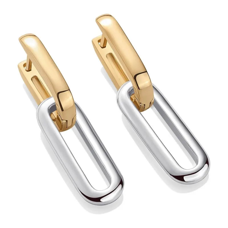 Two Tone U-Shaped Hoop Earrings for Women - Exaggerated Hip Hop Punk Party Jewelry