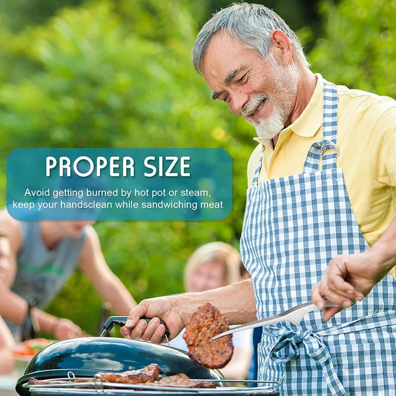 Stainless Steel BBQ Tongs Non Slip Cooking Utensils for Grilling and Serving