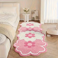 Pink Flower-Shaped Bedside Rug - Soft Non-Slip Floor Mat for Girls Room