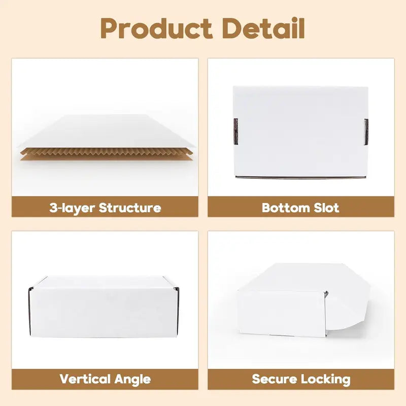 50 Pack Small Corrugated Gift Boxes 6x4x2 Inch White Cardboard Shipping Packaging