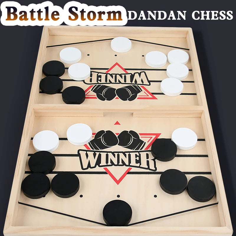 Wooden Bouncing Chess Tabletop Two-Player Battle Game - Child & Parent Interactive Toy