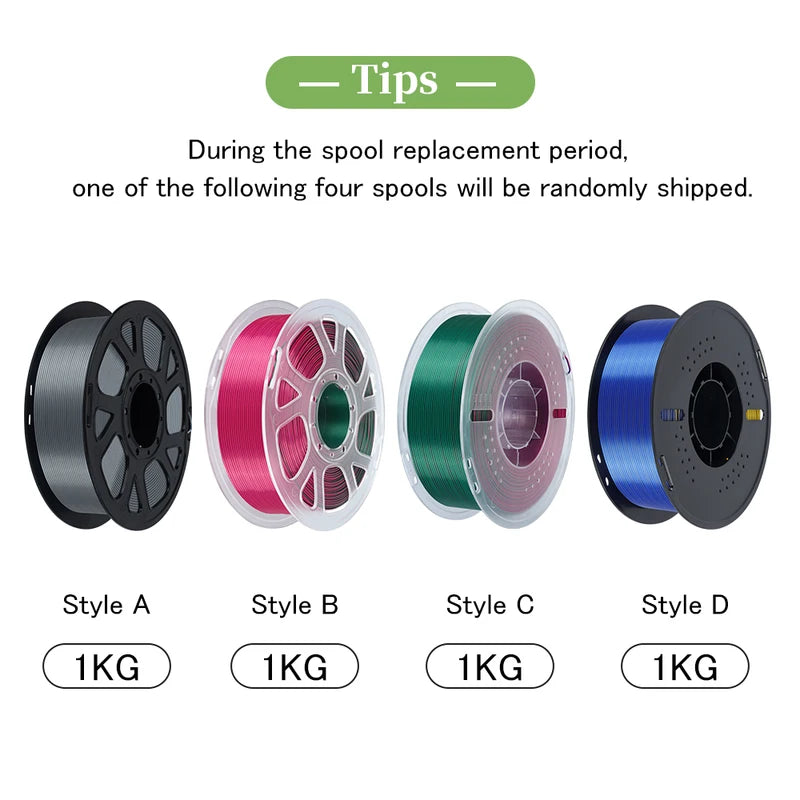 Rainbow Silk PLA 3D Printer Filament - Multi-Color Gradient 1.75mm
