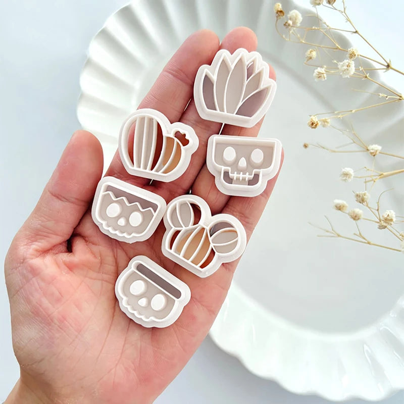 Halloween Skull Cactus Clay Cutter Set for Jewelry & Ornament Making