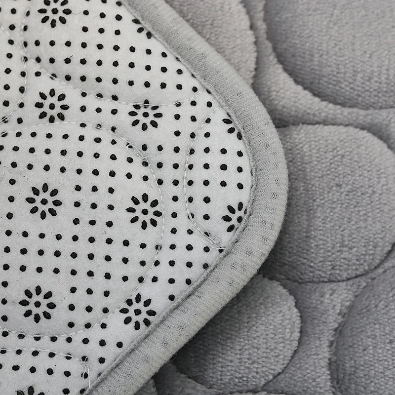Embroidery Pebble Coral Velvet Floor Mat Set U-Shaped Sponge Absorbent Door Bathroom Rug