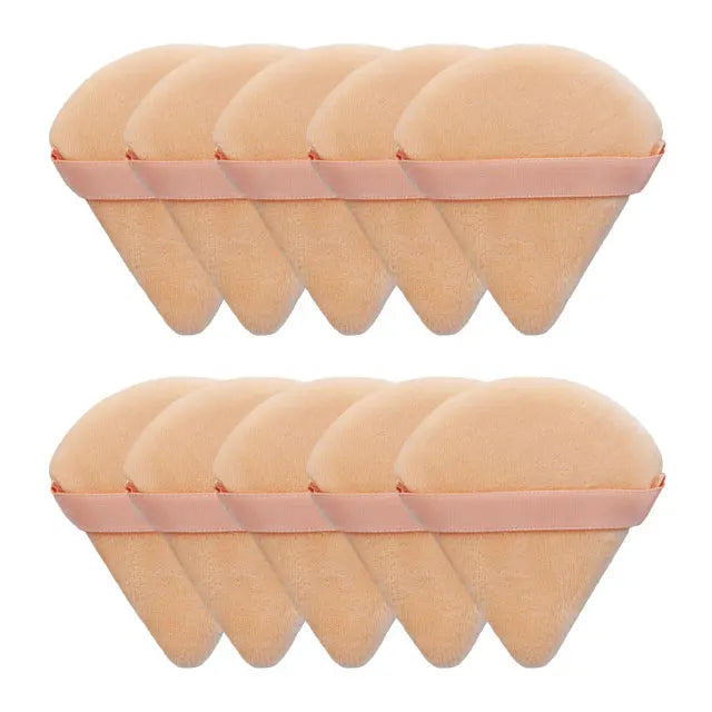 Triangle Velvet Powder Puff Makeup Sponge Set - Washable Lightweight Cosmetic Tool