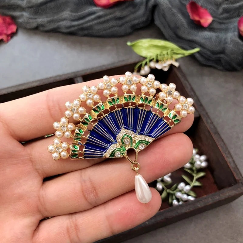 Antique Enamel Pearl Brooches for Women Wedding Party Gift Jewelry