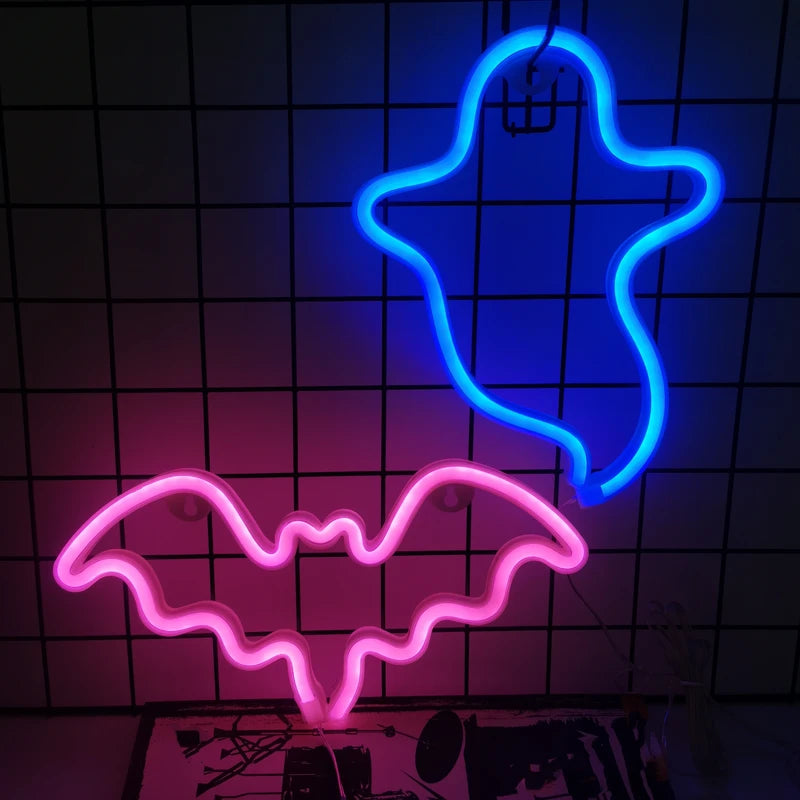 Halloween Bat Neon Wall Decor LED Sign Party Gift USB or Battery Powered
