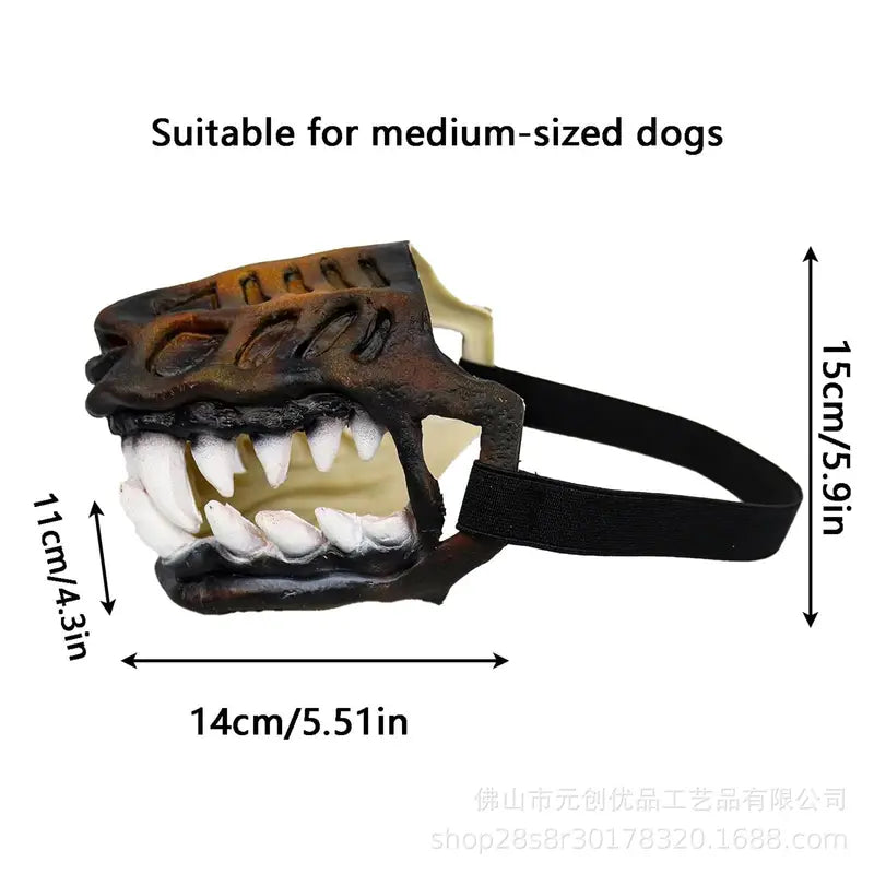 Dog Halloween Mask Dinosaur Pet Costume Latex Movable Teeth Funny Hood