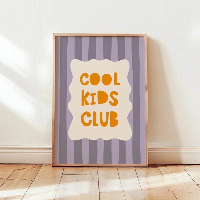 Kids Wall Art Canvas Prints - Cartoon Cool Kids Club Home Decor Poster