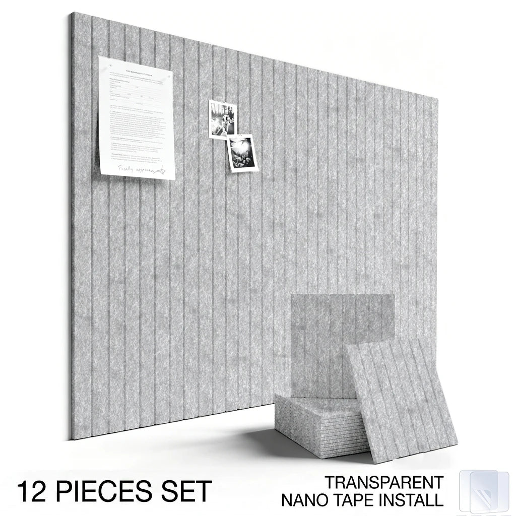 12-Piece Felt Wall Panel Stickers for Home Decor & Photo Display