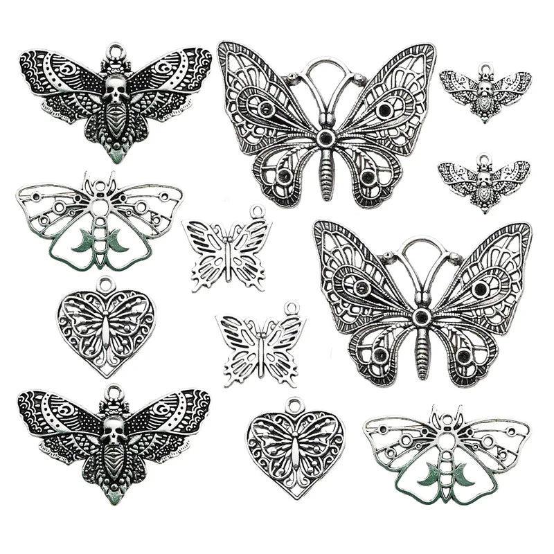 10/12pcs Hollow Moth Butterfly Charms for Jewelry Making DIY Accessories