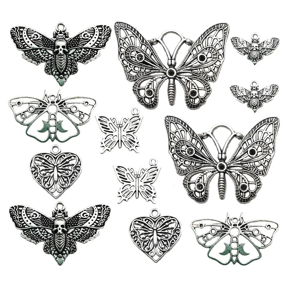 10/12pcs Hollow Moth Butterfly Charms for Jewelry Making DIY Accessories