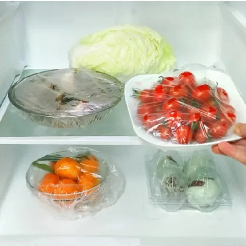Disposable Food Cover Set - Stretchable Plastic Bowl Covers for Kitchen Storage