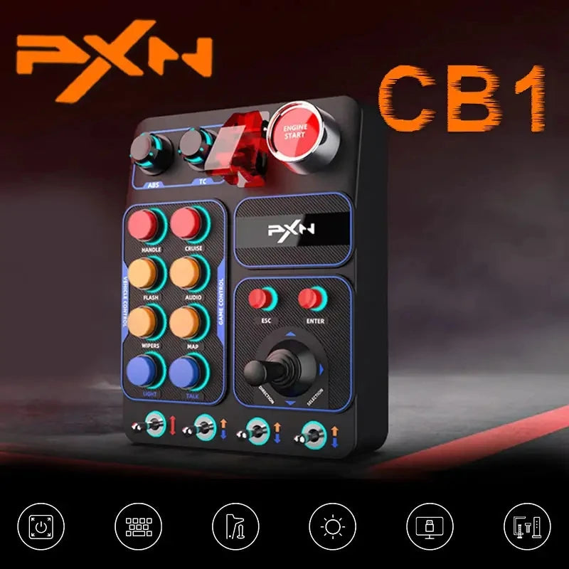 Sim Racing Control Box with Programmable Buttons RGB Lighting for PC Racing Games