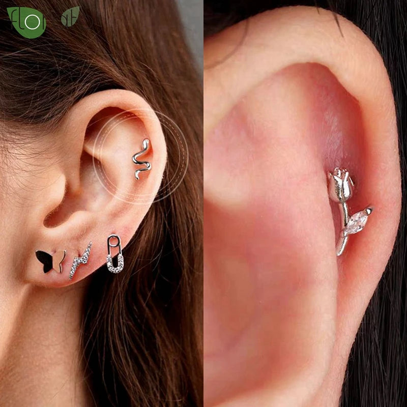 925 Silver Zircon Small Stud Earrings for Women - Hypoallergenic Jewelry Gift
