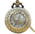 Retro Charm Quartz Pocket Watch Necklace Pendant - Geometric Hollow Carving