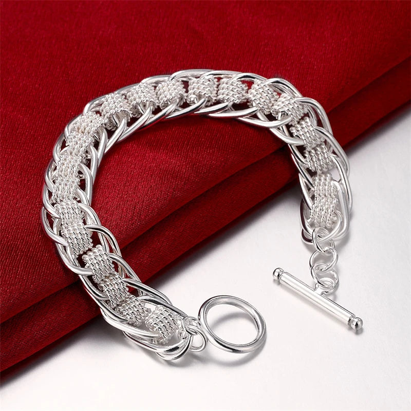 Sterling Silver Square Chain Bracelet for Women & Men - Gift & Party Jewelry