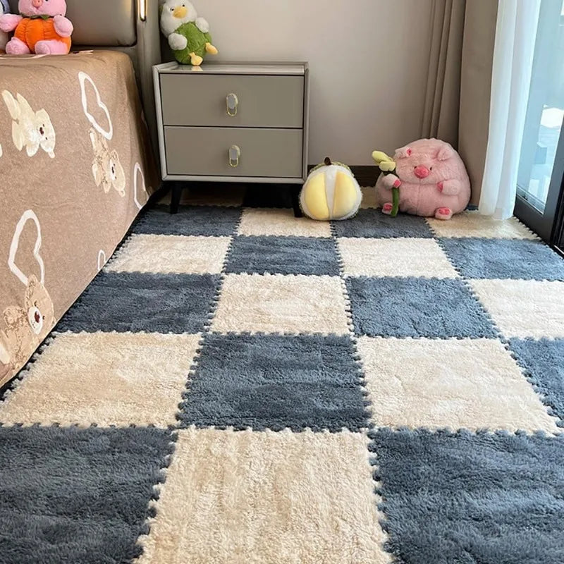 Interlocking Foam Carpet Tiles for Bedroom & Window Mats - Washable & Cuttable, 48PCS