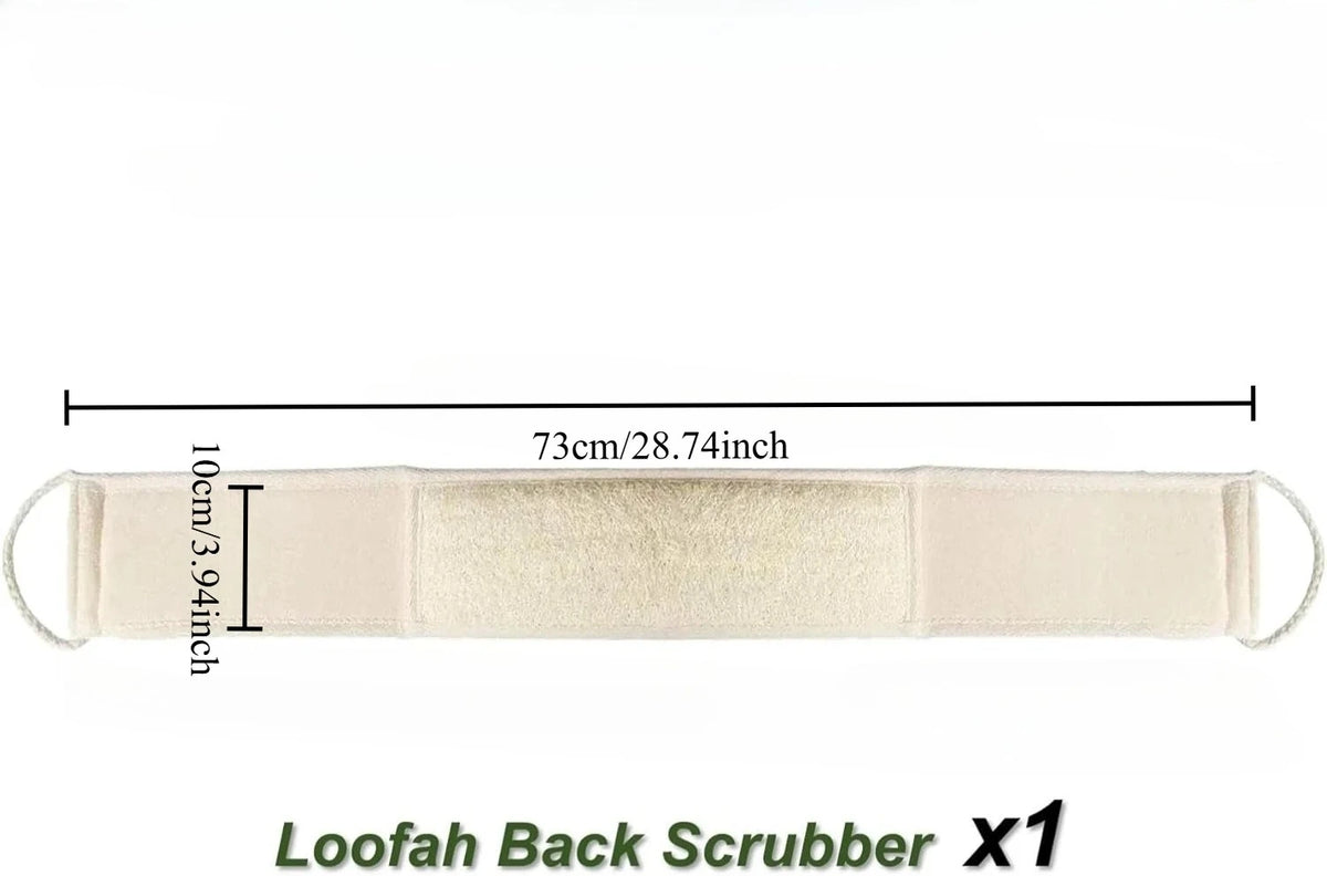 Natural Loofah Bath Sponge with Long Handle for Back Scrubbing